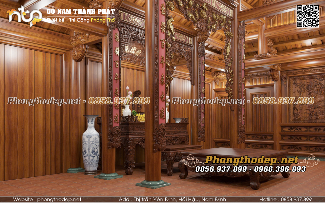 kiến trúc chồng rường đấu sen nhà gỗ 3 gian 4 mái đẹp